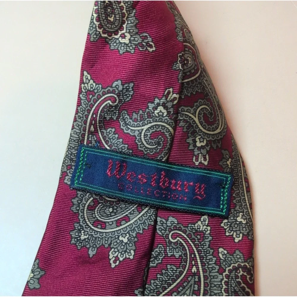 Westbury Collection 100% Italian Silk Paisley Tie Made In USA Vintage